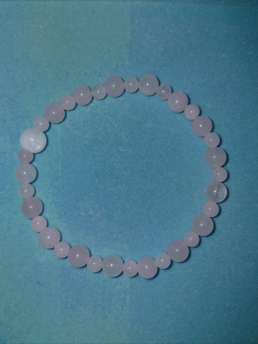 Handmade Rose Quartz Moonstone Accent Beaded Stretch Bracelet